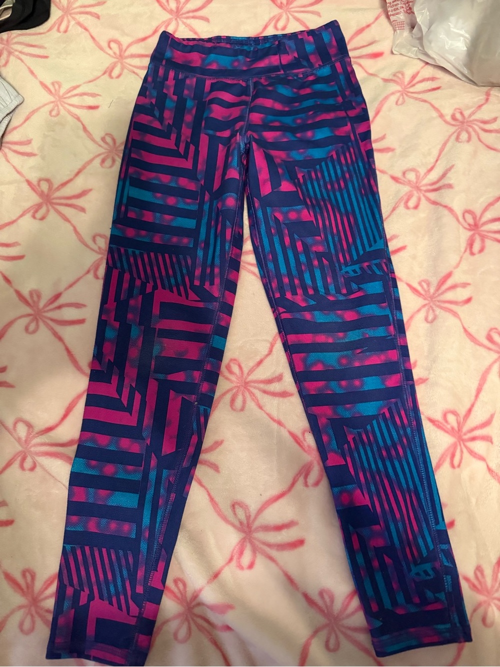 MTA Sport Girls' Geometric Leggings - Pink & Blue